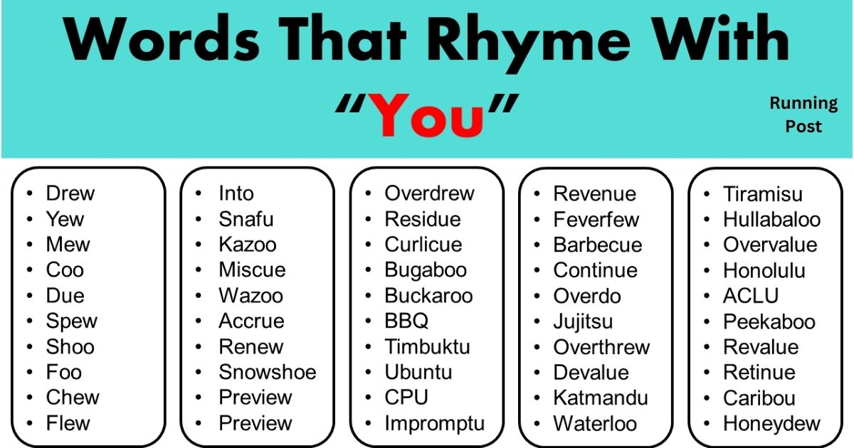 Words That Rhyme With You