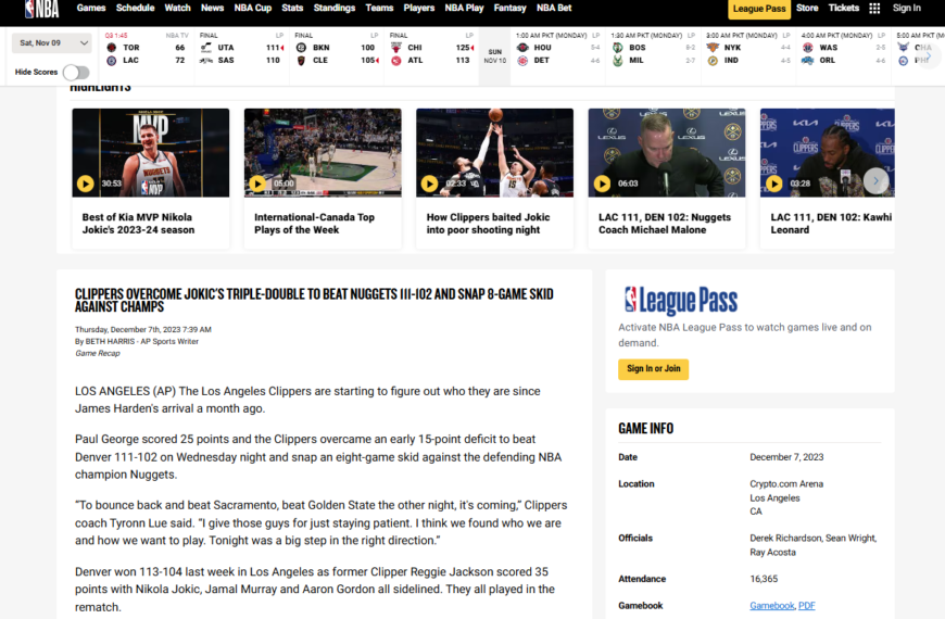LA Clippers vs Denver Nuggets Match: Player Stats Breakdown