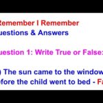 I Remember I Remember Poem Questions and Answers